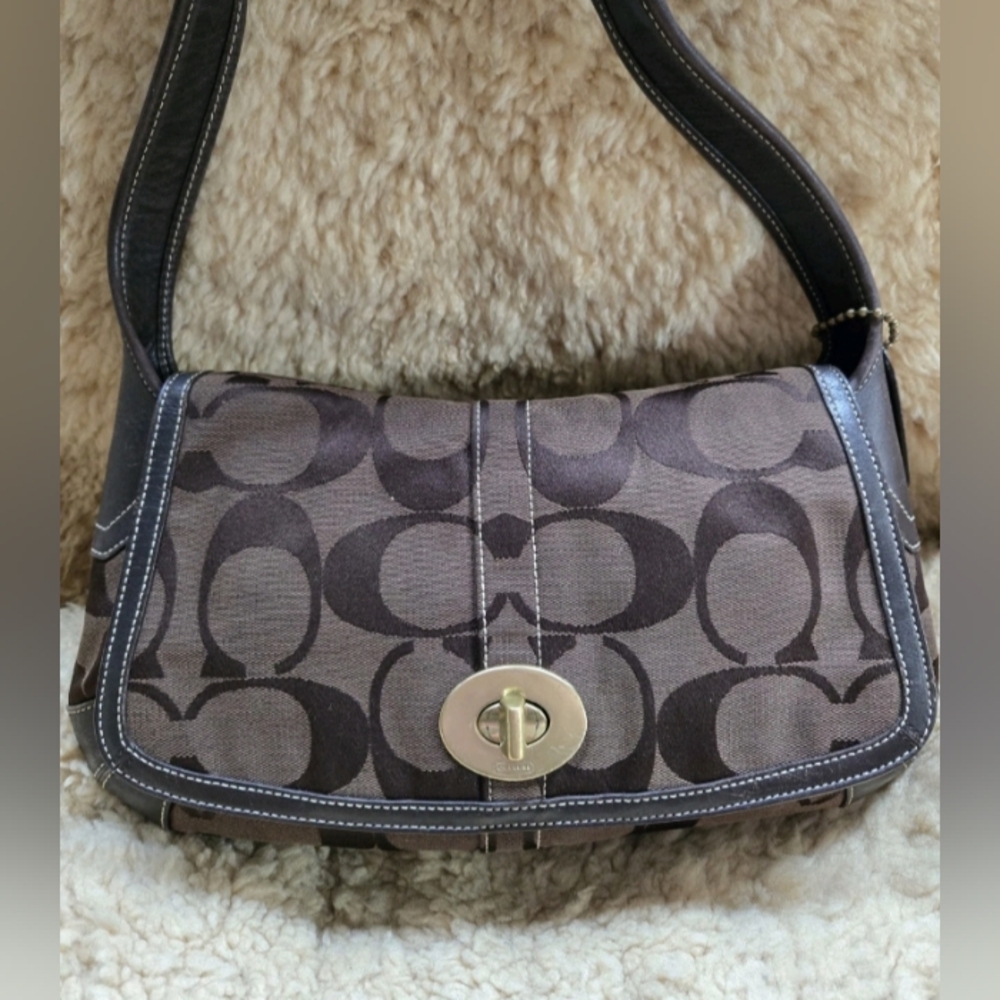 Coach Y2k Brown Ergo Flap, Canvas Shoulder Bag 11257
